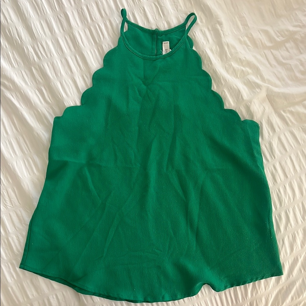 Green Scallop-Edge Women’s Tank Top